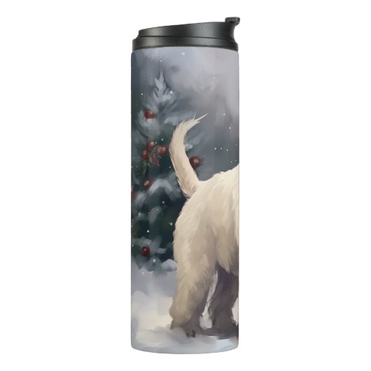 Wheaten Terrier Dog im Schnee Weihnachten Thermosbecher (Nach links gedreht)