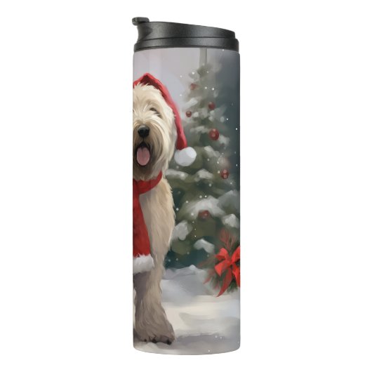 Wheaten Terrier Dog im Schnee Weihnachten Thermosbecher (Nach rechts gedreht)