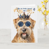 Wheaten Terrier Dog King für Day Funny Birthday Karte (Gelbe Blume)