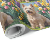 Wheaten Terrier Dog Spring Blumen Malerei Geschenkpapier (Rolleneckpunkt)