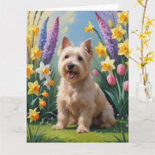 Wheaten Terrier Dog Spring Blumen Malerei Karte