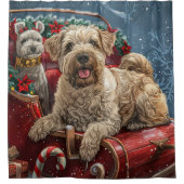 Wheaten Terrier Dog Weihnachtsfest Duschvorhang (Vorderseite)