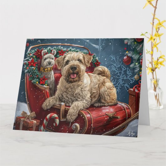 Wheaten Terrier Dog Weihnachtsfest Karte (Gelbe Blume)