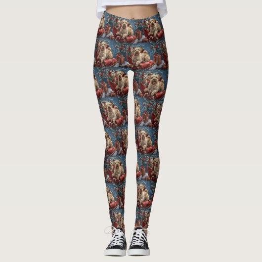 Wheaten Terrier Dog Weihnachtsfest Leggings (Vorderseite)