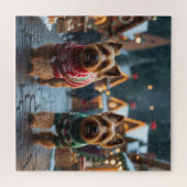 Wheaten Terrier Dogs Christmas Snow Holiday Puzzle (Horizontal)