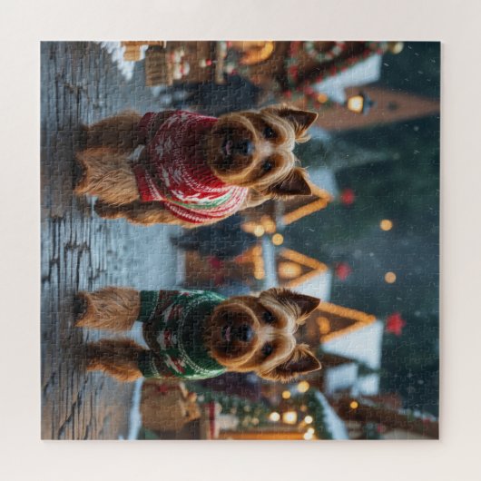 Wheaten Terrier Dogs Christmas Snow Holiday  Puzzle (Horizontal)