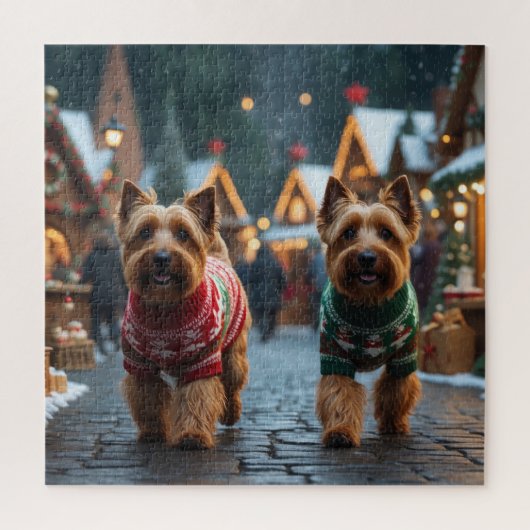 Wheaten Terrier Dogs Christmas Snow Holiday Puzzle (Vertikal)