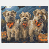 Wheaten Terrier Halloween Spooky Fleecedecke (Vorderseite (Horizontal))