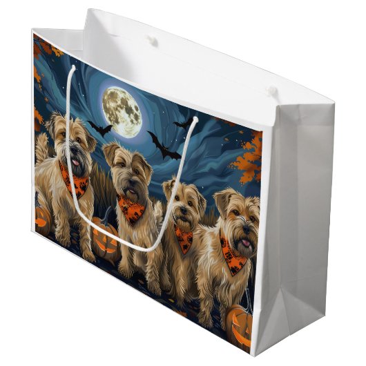 Wheaten Terrier Halloween Spooky Große Geschenktüte (Vorderseite Schrägansicht)
