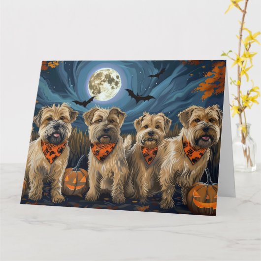 Wheaten Terrier Halloween Spooky Karte (Gelbe Blume)