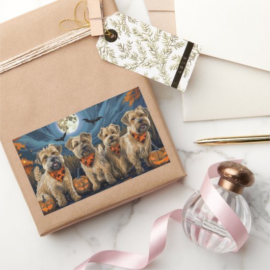 Wheaten Terrier Halloween Spooky Rechteckiger Aufkleber (Schenken)