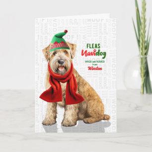 Wheaten Terrier Hund Lustige Flöhe Navidog mit Nam Feiertagskarte