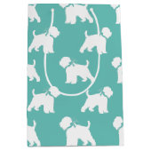 Wheaten Terrier Hund Silhouette Mittlere Geschenktüte (Vorderseite)