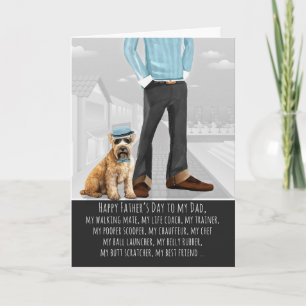 Wheaten Terrier Hund und Papa Lustiger Vatertag Feiertagskarte