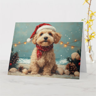 Wheaten Terrier Hund Weihnachten Vintage Strand Karte