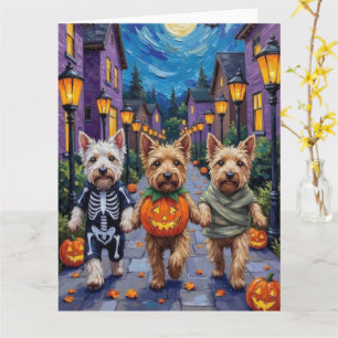 Wheaten-Terrier-Hunde in Halloween-Kostümen Karte