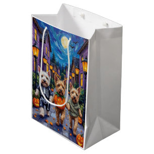 Wheaten-Terrier-Hunde in Halloween-Kostümen Mittlere Geschenktüte