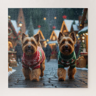 Wheaten Terrier Hunde Weihnachten Schnee Urlaub Puzzle