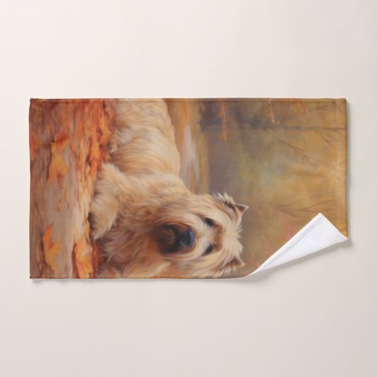 Wheaten Terrier im Herbst Leaves Inspiriert Badhandtuch Set (Handtuch)