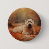 Wheaten Terrier im Herbst Leaves Inspiriert Button (Vorderseite)