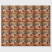 Wheaten Terrier im Herbst Leaves Inspiriert Geschenkpapier (Flach)