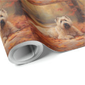 Wheaten Terrier im Herbst Leaves Inspiriert Geschenkpapier (Rolleneckpunkt)