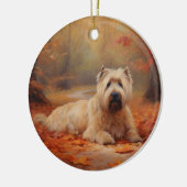 Wheaten Terrier im Herbst Leaves Inspiriert Keramik Ornament (Links)