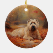 Wheaten Terrier im Herbst Leaves Inspiriert Keramik Ornament (Hinten)
