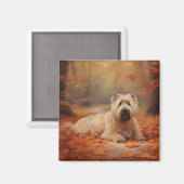Wheaten Terrier im Herbst Leaves Inspiriert Magnet (Vorderseite/Rückseite)
