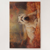 Wheaten Terrier im Herbst Leaves Inspiriert Puzzle (Vertikal)