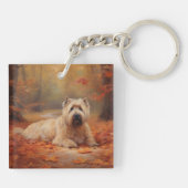 Wheaten Terrier im Herbst Leaves Inspiriert Schlüsselanhänger (Rückseite)