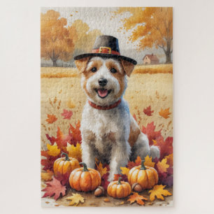 Wheaten Terrier im Herbstlaub Thanksgiving-Kunst Puzzle
