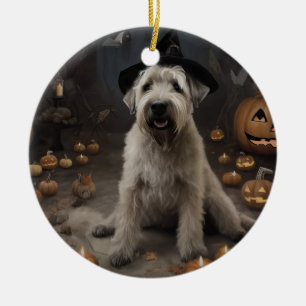 Wheaten Terrier Kürbisse Halloween Gruselig Keramik Ornament