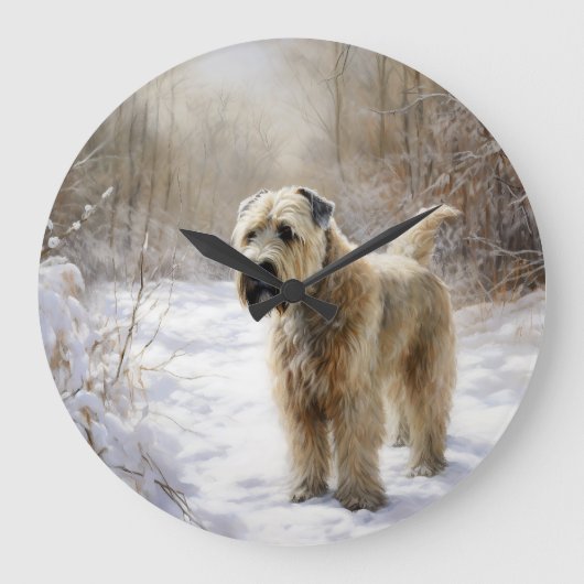 Wheaten Terrier Let It Snow Weihnachten Große Wanduhr (Vorderseite)
