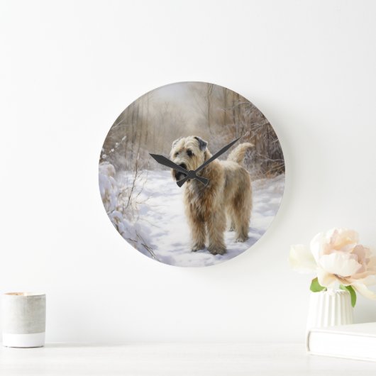 Wheaten Terrier Let It Snow Weihnachten Große Wanduhr (Zuhause)