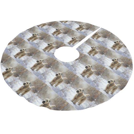 Wheaten Terrier Let It Snow Weihnachten Polyester Weihnachtsbaumdecke (Schrägansicht)