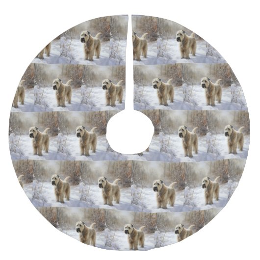 Wheaten Terrier Let It Snow Weihnachten Polyester Weihnachtsbaumdecke (Vorderseite)
