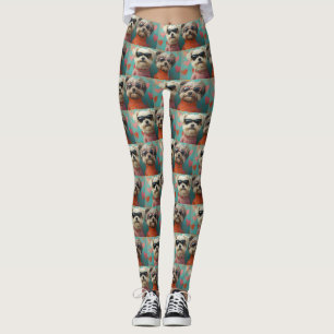Wheaten Terrier mit Herz-Rose Valentinstag Leggings