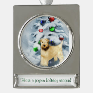 Wheaten Terrier Personalisiert Christmas Banner-Ornament Silber