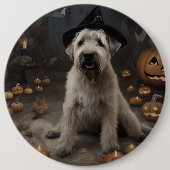 Wheaten Terrier Pumpkins Halloween Beängstigend Button (Vorderseite)