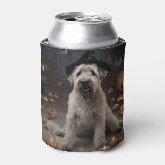 Wheaten Terrier Pumpkins Halloween Beängstigend Dosenkühler (Kanne Vorderseite)