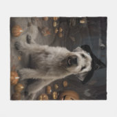 Wheaten Terrier Pumpkins Halloween Beängstigend Fleecedecke (Vorderseite (Horizontal))