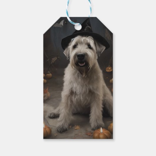 Wheaten Terrier Pumpkins Halloween Beängstigend Geschenkanhänger (Vorderseite)