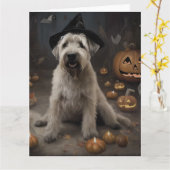 Wheaten Terrier Pumpkins Halloween Beängstigend Karte (Gelbe Blume)