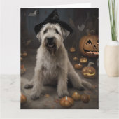 Wheaten Terrier Pumpkins Halloween Beängstigend Karte (Vorderseite)