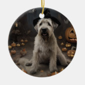 Wheaten Terrier Pumpkins Halloween Beängstigend Keramik Ornament (Vorne)