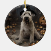 Wheaten Terrier Pumpkins Halloween Beängstigend Keramik Ornament (Hinten)
