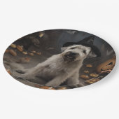 Wheaten Terrier Pumpkins Halloween Beängstigend Pappteller (Schrägansicht)