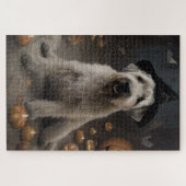 Wheaten Terrier Pumpkins Halloween Beängstigend Puzzle (Horizontal)