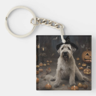 Wheaten Terrier Pumpkins Halloween Beängstigend Schlüsselanhänger